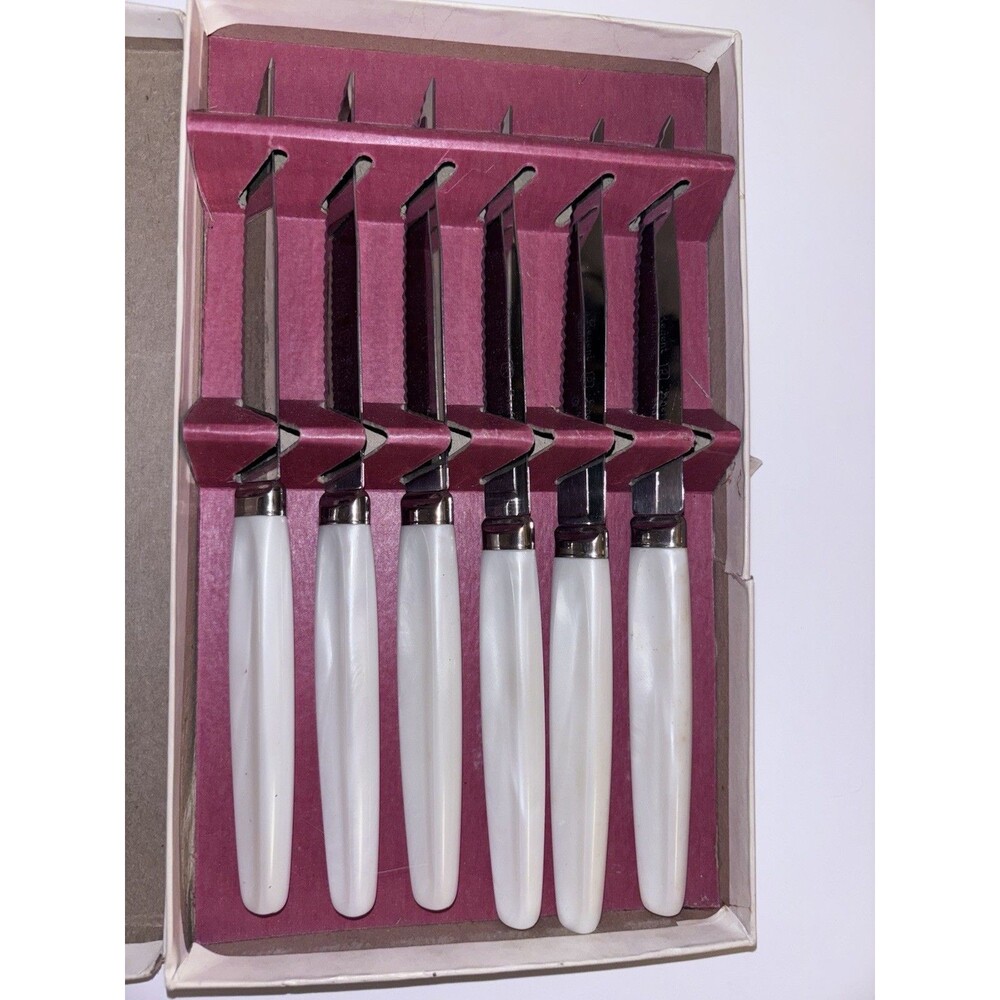 Regent Sheffield Steak Knife Set Stainless Cream/White Handles, England